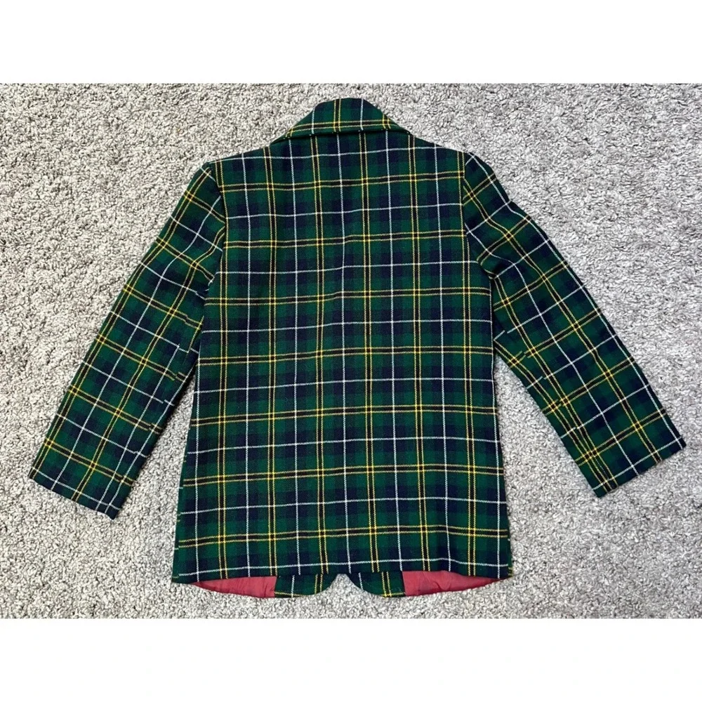 Vintage Good Lad Lord & Taylor Tartan Plaid Blazer Jacket Green Kid's Youth Sz 7
